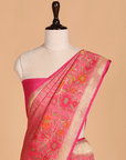 Strawberry Pink Brocade Saree in Georgette Tussar