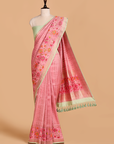 Gajar Pink Brocade Saree in Georgette Tussar
