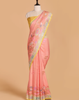 Peach Butta Saree in Georgette Tussar