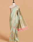 Pista Green Butta Saree in Georgette Tussar