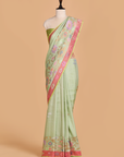 Pista Green Butta Saree in Georgette Tussar