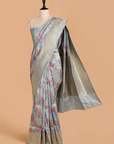 Sky Blue Jaal Saree in Silk