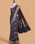 Navy Blue Jaal Saree in Silk