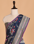 Navy Blue Jaal Saree in Silk