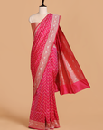 Rani Pink Lehariya Saree in Silk