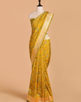 Mustard Yellow Jaal Saree in Silk
