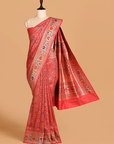 Peach Patola Saree In Georgette Tussar
