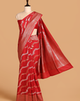 Rust Lehariya Saree In Georgette Tussar