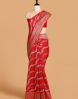 Rust Lehariya Saree In Georgette Tussar