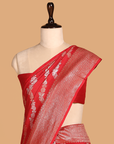 Rust Lehariya Saree In Georgette Tussar