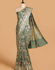 Green Jaal Saree In Georgette Tussar