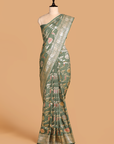 Green Jaal Saree In Georgette Tussar