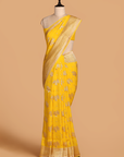 Yellow Butta Saree In Muslin Silk