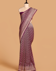 Purple Brocade Saree in Georgette