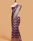Wine Jaal Saree In Silk