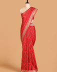 Red Butti Saree in Silk