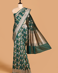 Bottle Green Butta Saree in Silk