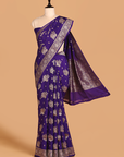 Purple Butta Saree In Muslin Silk