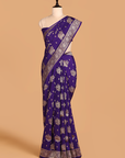 Purple Butta Saree In Muslin Silk
