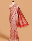 Red Brocade Saree In Silk