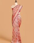 Red Brocade Saree In Silk