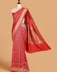 Red Brocade Saree In Georgette
