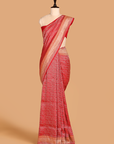 Red Brocade Saree In Georgette