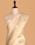 Off White Brocade Saree in Silk
