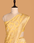 Lemon Yellow Jaal Saree In Muslin Silk