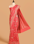 Tomato Red Jaal Saree In Georgette