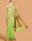 Lime Green Butti Saree in Georgette