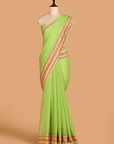 Lime Green Butti Saree in Georgette