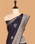 Navy Blue Butta Saree In Georgette
