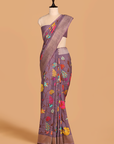 Mauve Jaal Saree In Georgette Tussar