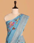 Sky Blue Jaal Saree In Georgette Tussar