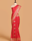 Tomato Red Butta Saree In Georgette Tussar