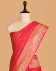 Tomato Red Butta Saree In Georgette Tussar