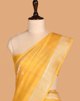 Yellow Plain Saree In Georgette Tussar