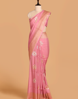 Gajar Pink Butta Saree In Georgette Tussar