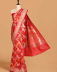 Red Jaal Saree in Silk