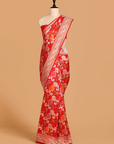 Red Jaal Saree in Silk