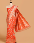 Orange Jaal Saree in Silk