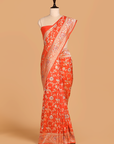 Orange Jaal Saree in Silk