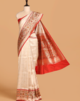 Off White Brocade Saree In Silk