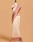 Off White Brocade Saree In Silk