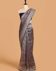 Royal Blue Brocade Saree in Silk