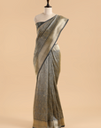 Grey Brocade Saree In Silk