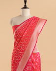 Coral Pink Jaal Saree in Silk