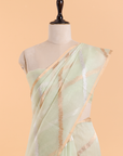 Light Pista Green Lehariya Saree in Kora Silk