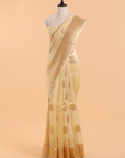 Lemon Yellow Butta Saree in Kora Silk